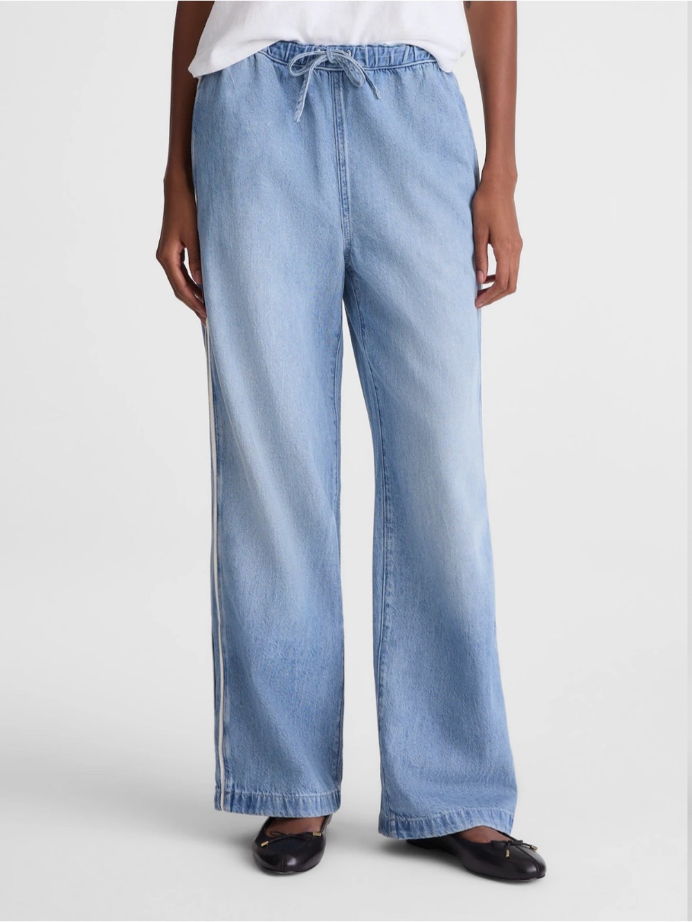 Madewell Pull-On Track Pants in Airy Denim Size XS NEW with Tag - Picture 2 of 7